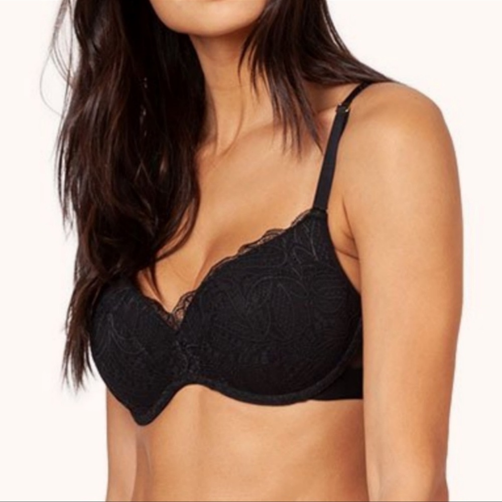 Lively Women's Jet Black Lace Racerback Wireless Push Up Bra Plus SZ 34D